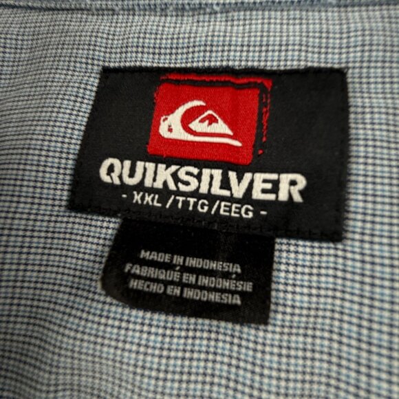 Quiksilver Short Sleeve 2XL Check Blue Streetwear Shirt Button Up Men Surf Skate - Picture 9 of 13
